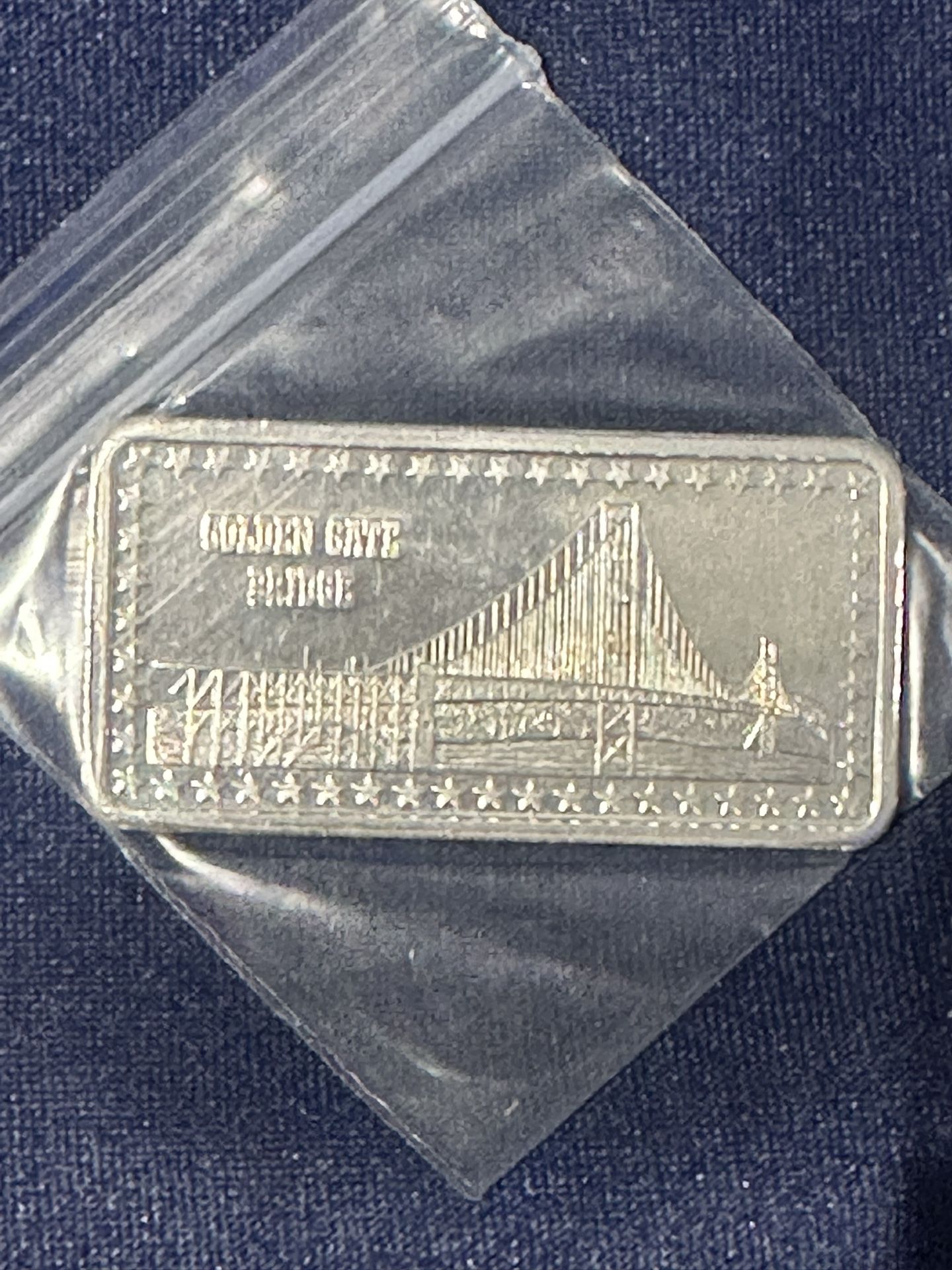 1973 Golden Gate Silver Art Bar Hamilton Mint Wonders of Amer.