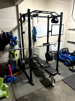 Weights and squat rack