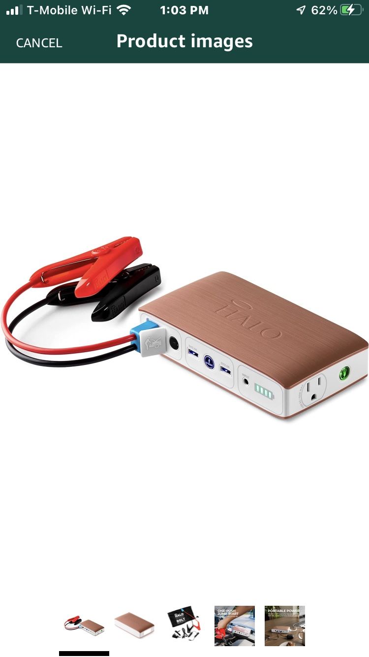 HALO Usb Bolt 58830 mWh Portable Phone Laptop Charger Car Jump