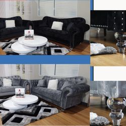 Iberia Sofa & Loveseat (Black Or Gray)