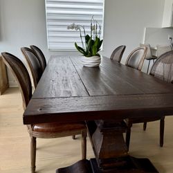 Restoration Hardware Salvaged Wood Trestle Extension Dining Table 