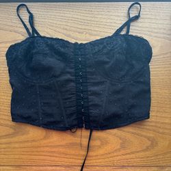 Black corset top with adjustable straps