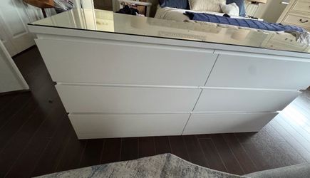 Dresser w/ glass top and Nightstand