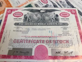 Vintage Wall Street Stock Certificate Collection (Pan Am, Penn Railroad, Value Investing History)