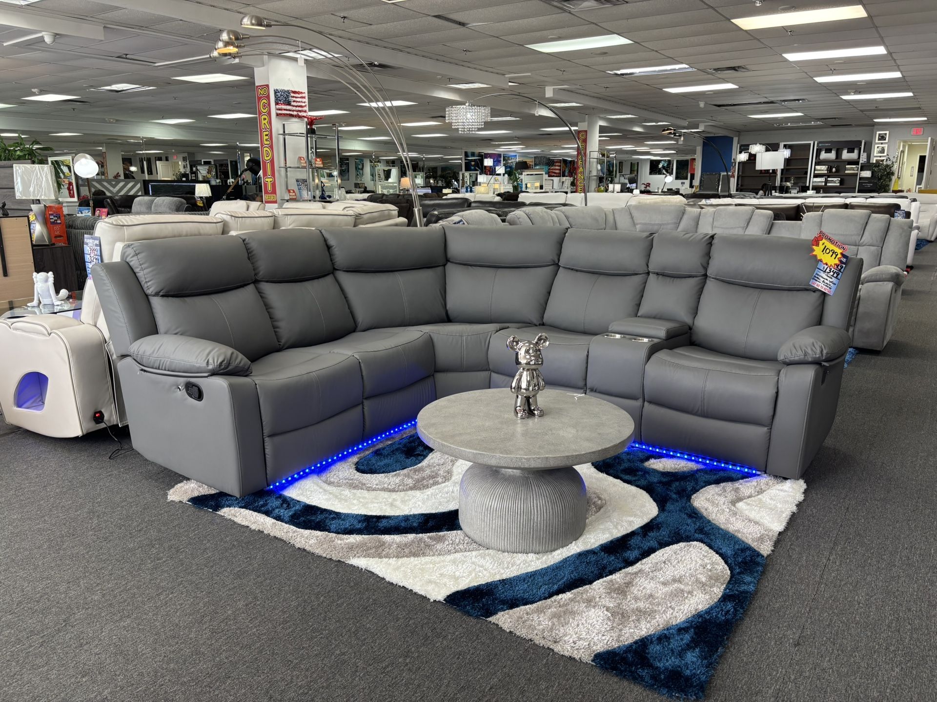 Recliner Sectional Couch W/ Built In LED Lights For Sale (furniture Assembly) 40% Off
