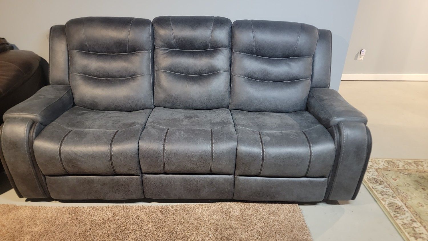 Power Reclining/Power Headrest Couch With Charging On Side