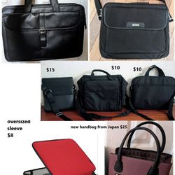 laptop bag briefcase bookbag ($8 to $30 each) leather, messenger, lightweight, child/kid