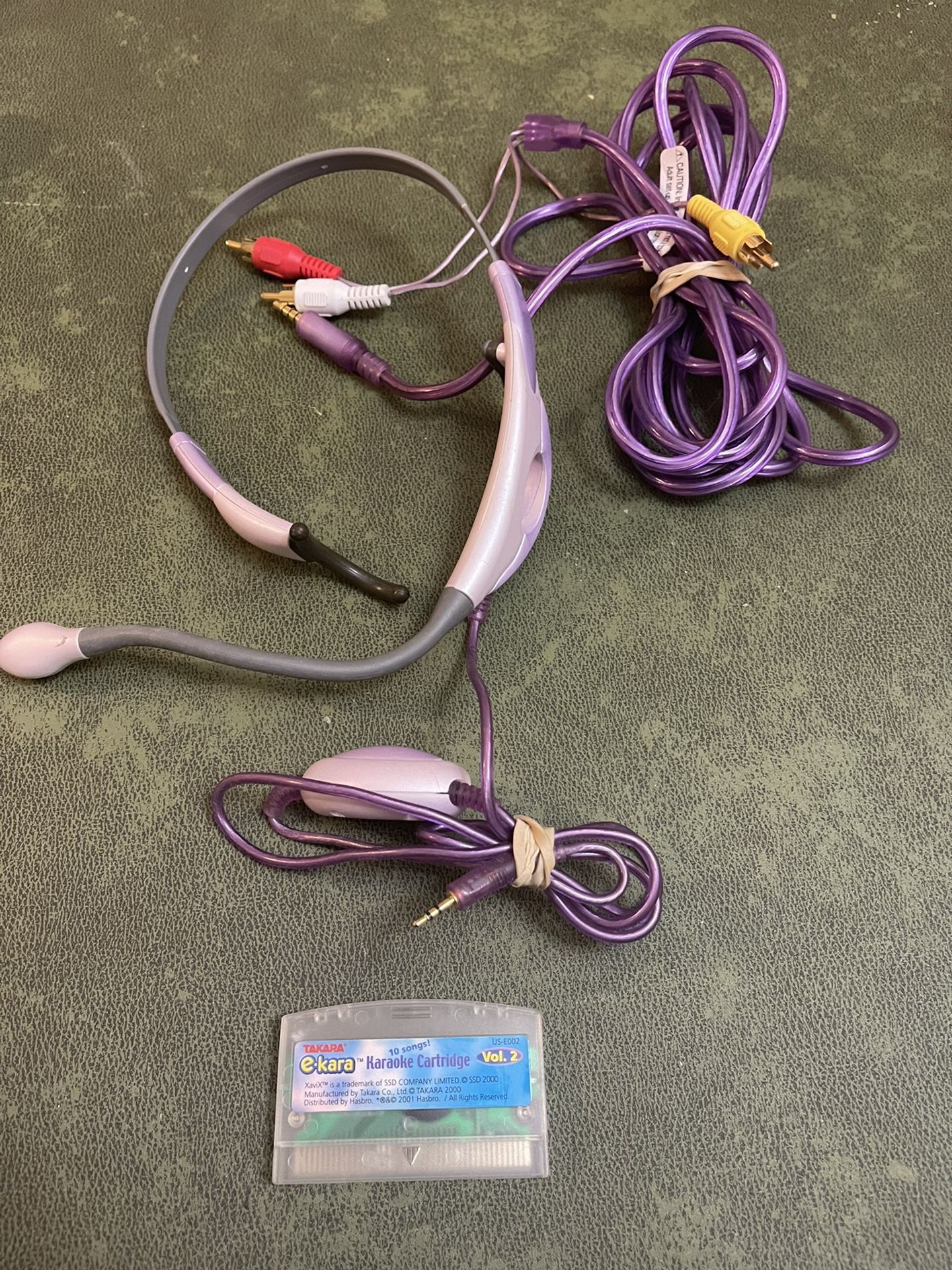 Vintage TAKARA E-KARA Karaoke headset, tv plug-ins, and song cartridge