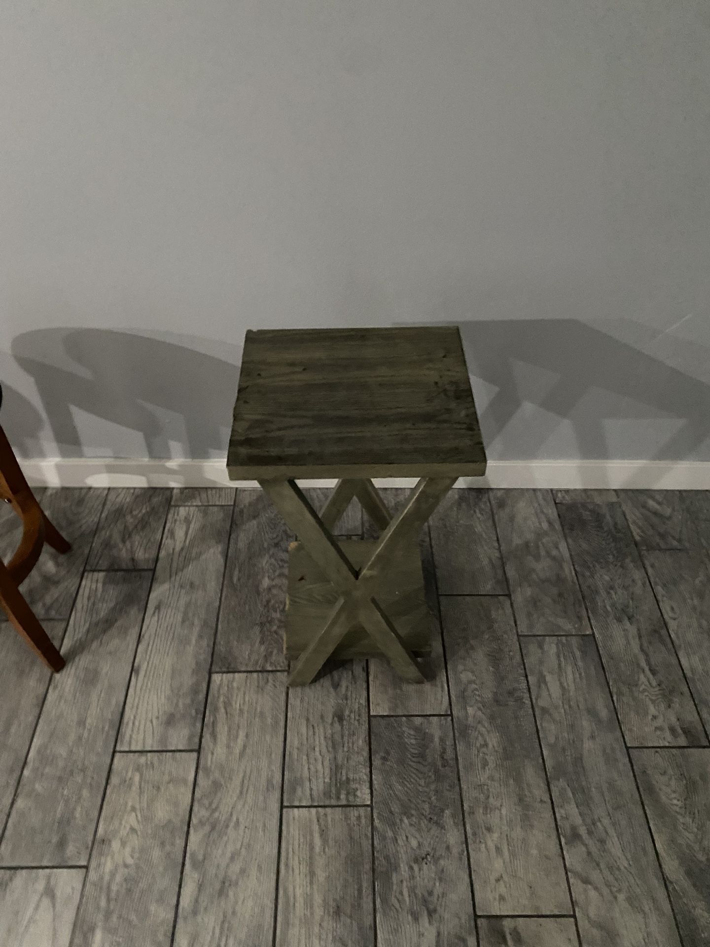Two Stools 2 Paintings And Small Table