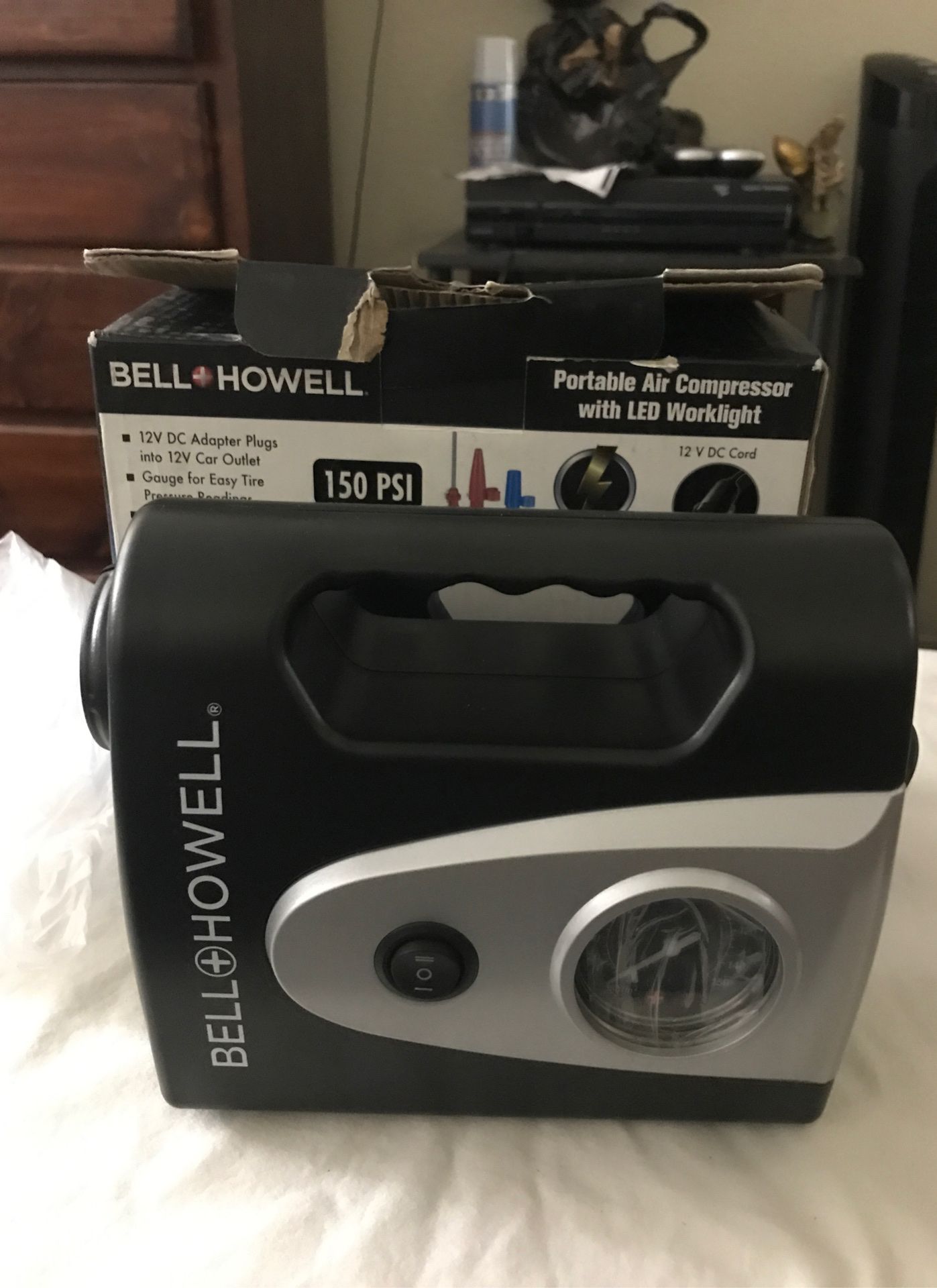 Bell Howell Portable Air Compressor with LED Worklight for Sale in