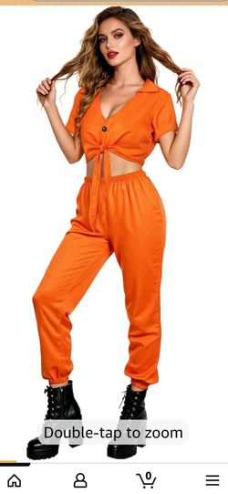 Orange Two-Piece Crop Top and Jogger Set