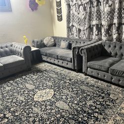 Sofas /gray Sofas 3 Piece Set With Tables
