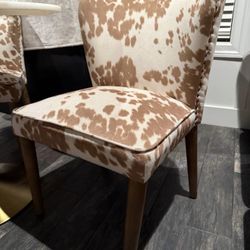 Tan Faux Cowhide Chloe Chairs (Set Of 2)