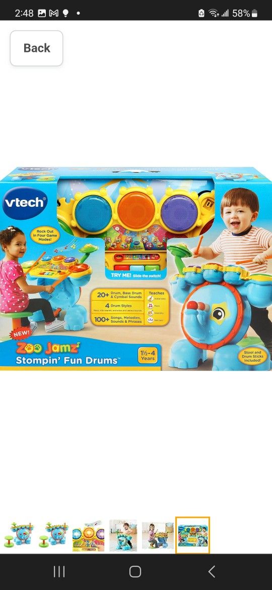 New VTech Zoo Jamz Stompin' Fun Drums,Multicolor