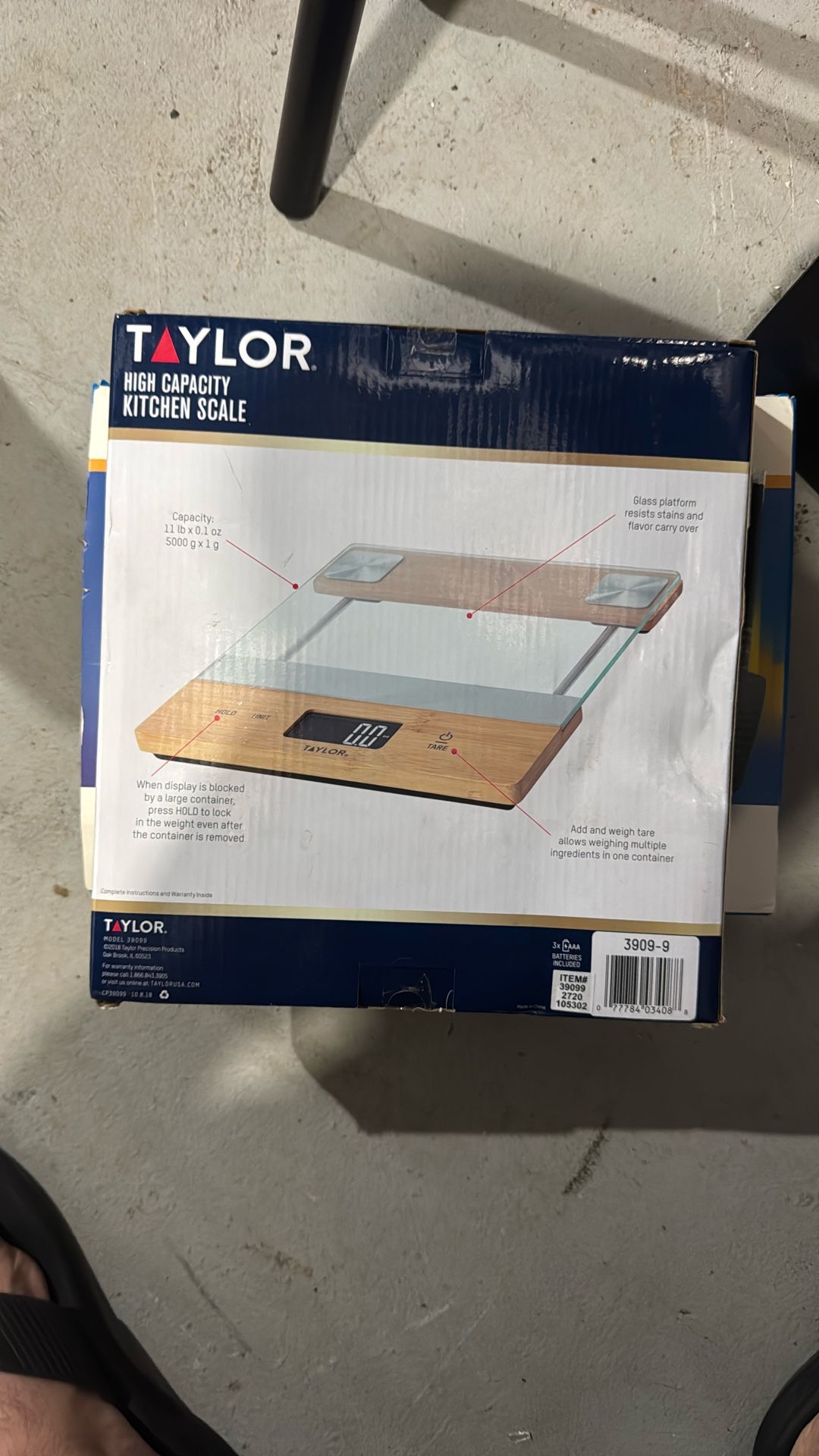 Taylor Bamboo / Glass Kitchen scale 11 LB Capacity - NEW