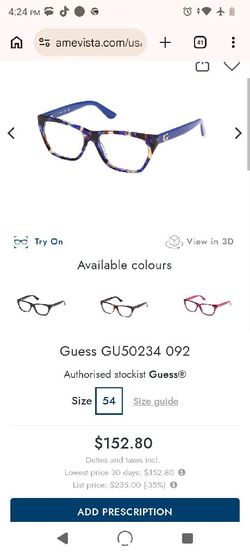 Guess prescription glasses