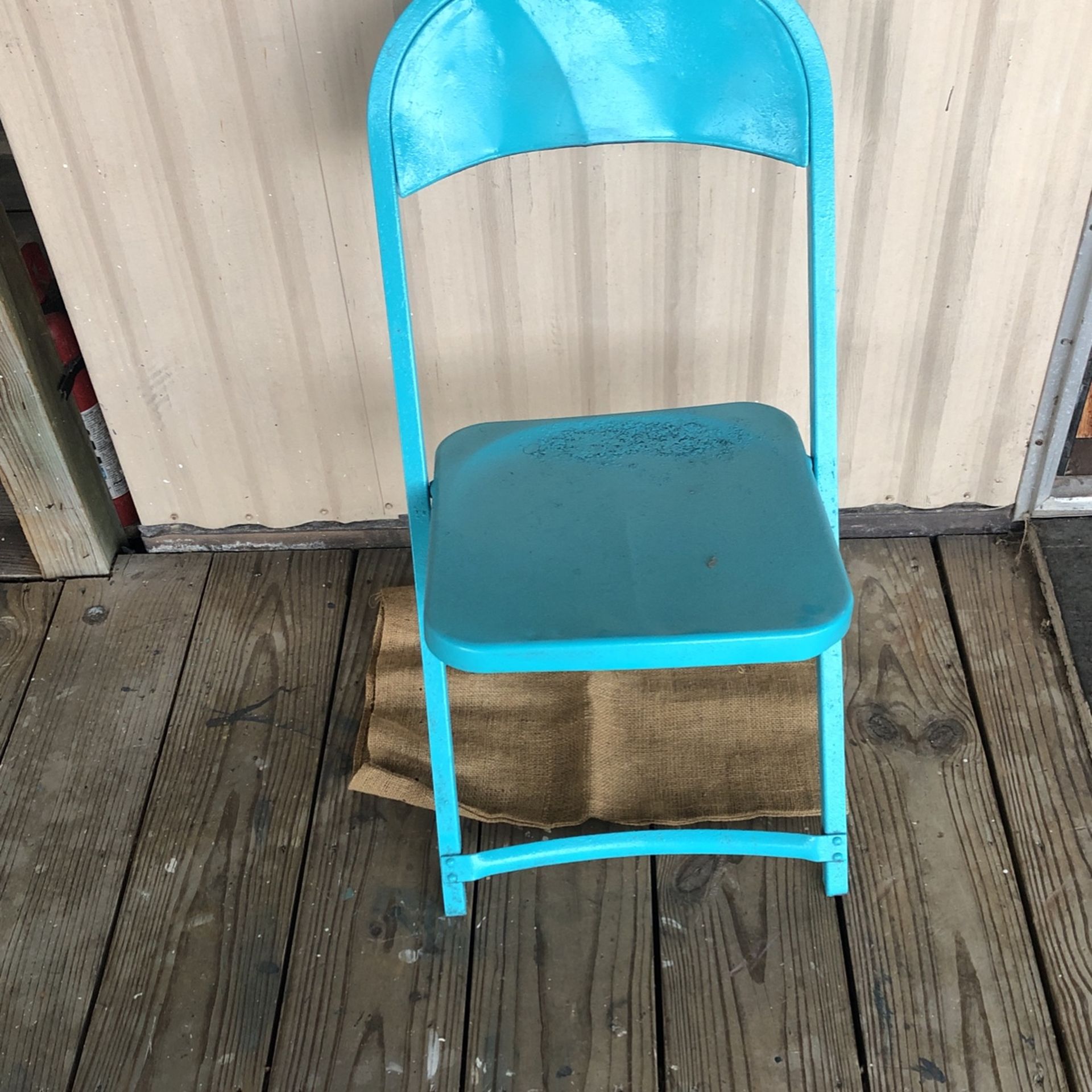 Original Vintage Teal Colored Card Players Folding Chair