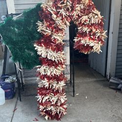 Two Giant Industrial Christmas Candy Cane Decoration