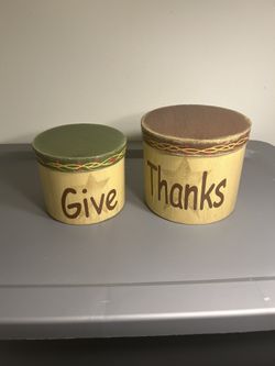Give Thanks Wooden Canister Decor Set – Fall & Thanksgiving Decor 