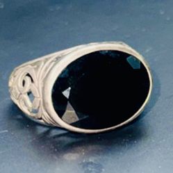 Silpada Sterling Silver Black Chalcedony Filigree Ring