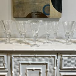 (11) Z Gallerie Iris Ball Stem Hand Blown Bubble Glass Goblets Beverage Drink Glasses - New! $5 EACH (Retail $16 EACH)  