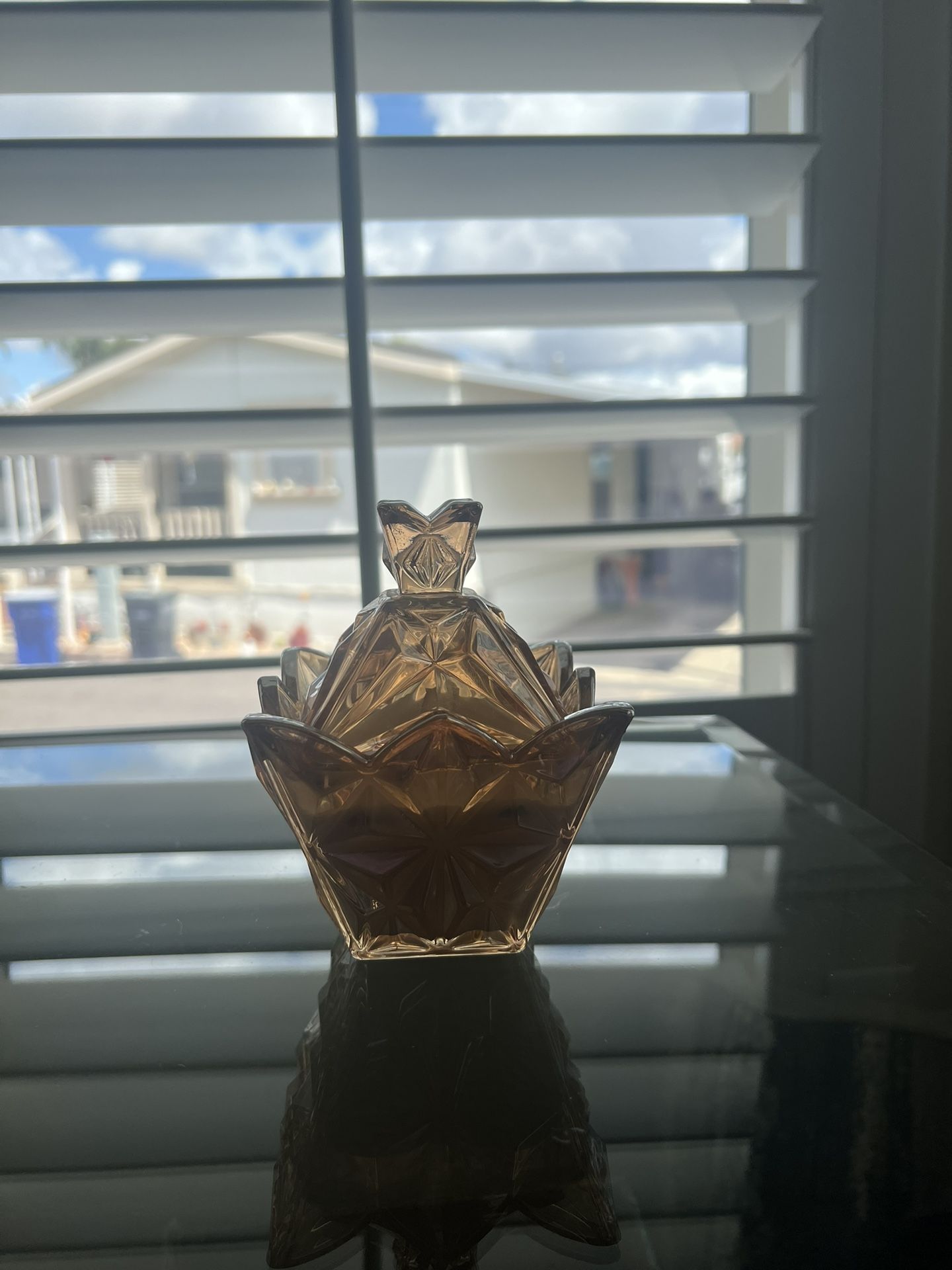 Home Decor/ Beautiful Candle/ Candy Dish! Golden With Iridescent Features!