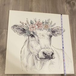 Farmhouse Style Floral Cow Wall Art