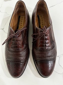 Domani by Johnston & Murphy Italian Leather Cap Toe Oxford Dress Shoes Brown Men’s 7.5