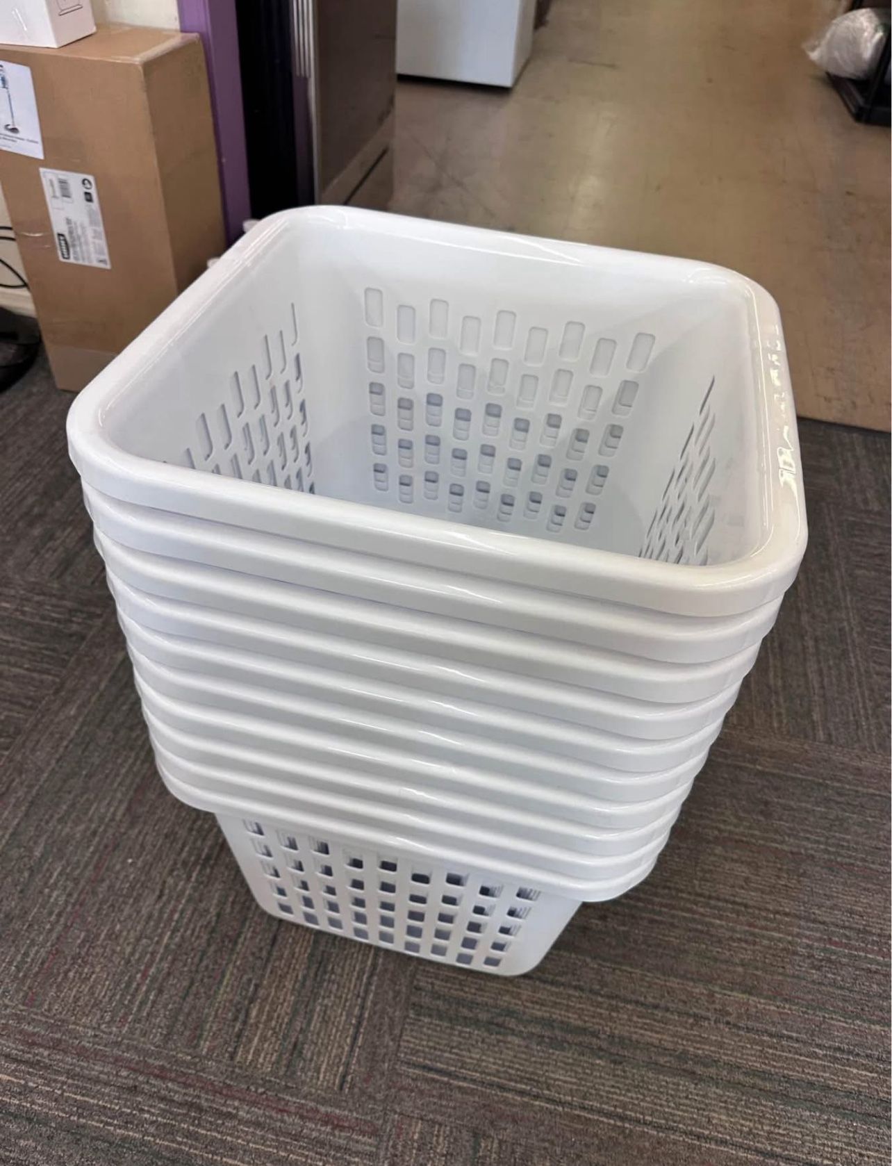  1.5 Bushel Square Laundry Basket, White | NEW | $6 Each (10 Available)