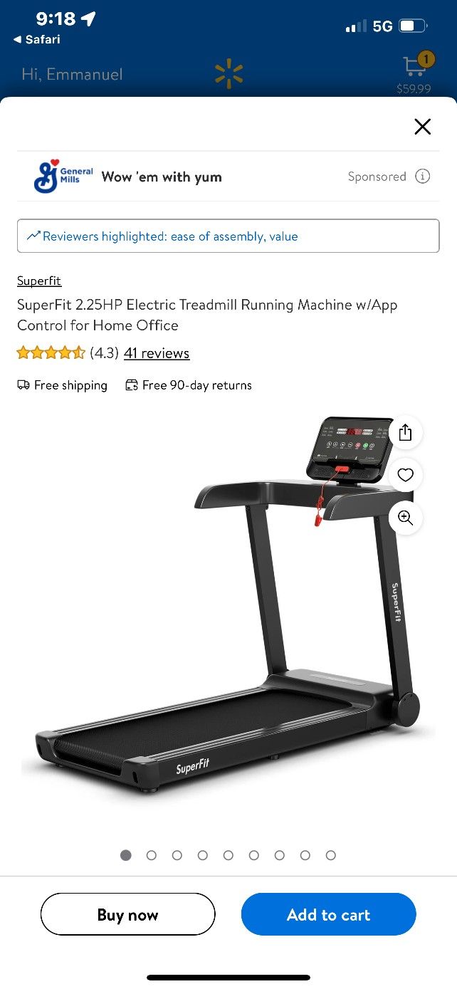 SuperFit 2.25 HP Electric Treadmill Running Machine W/App Control For Home Office New In The Box