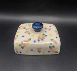 Polish Pottery Butter Dish Lid by Ceramika Artystyczna Hand Crafted & Painted Bolesławiec Poland