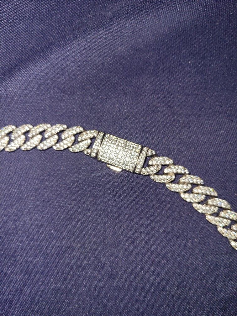 White Gold Bonded Cuban