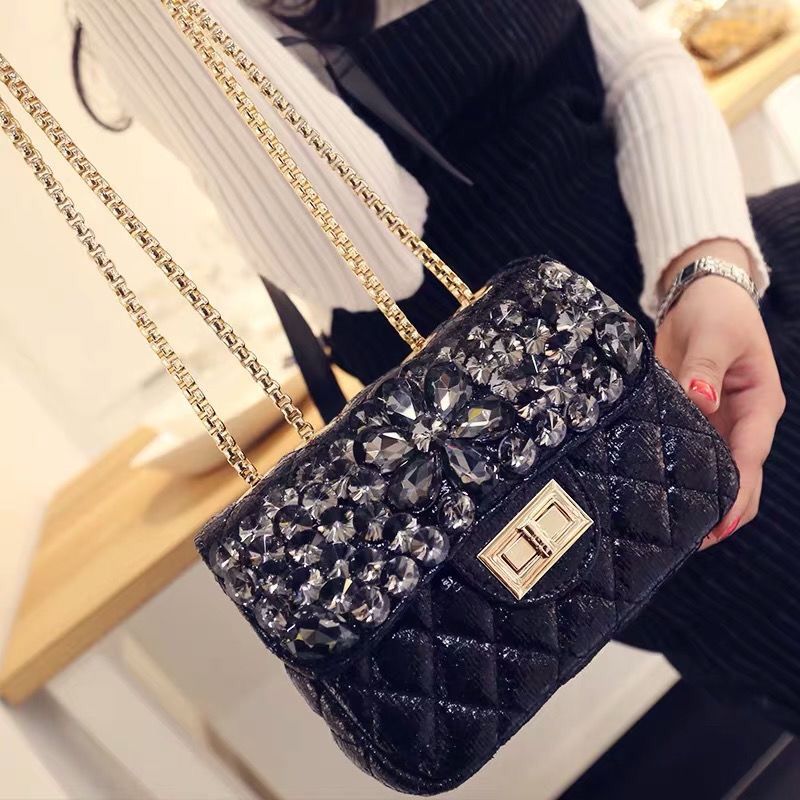 Diamond bag 2024 European sweet fashion women's bag trend mini small bag one-shoulder cross-body bag diamond chain bag