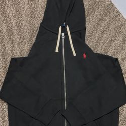 Black Polo Zip-Up Hoodie 