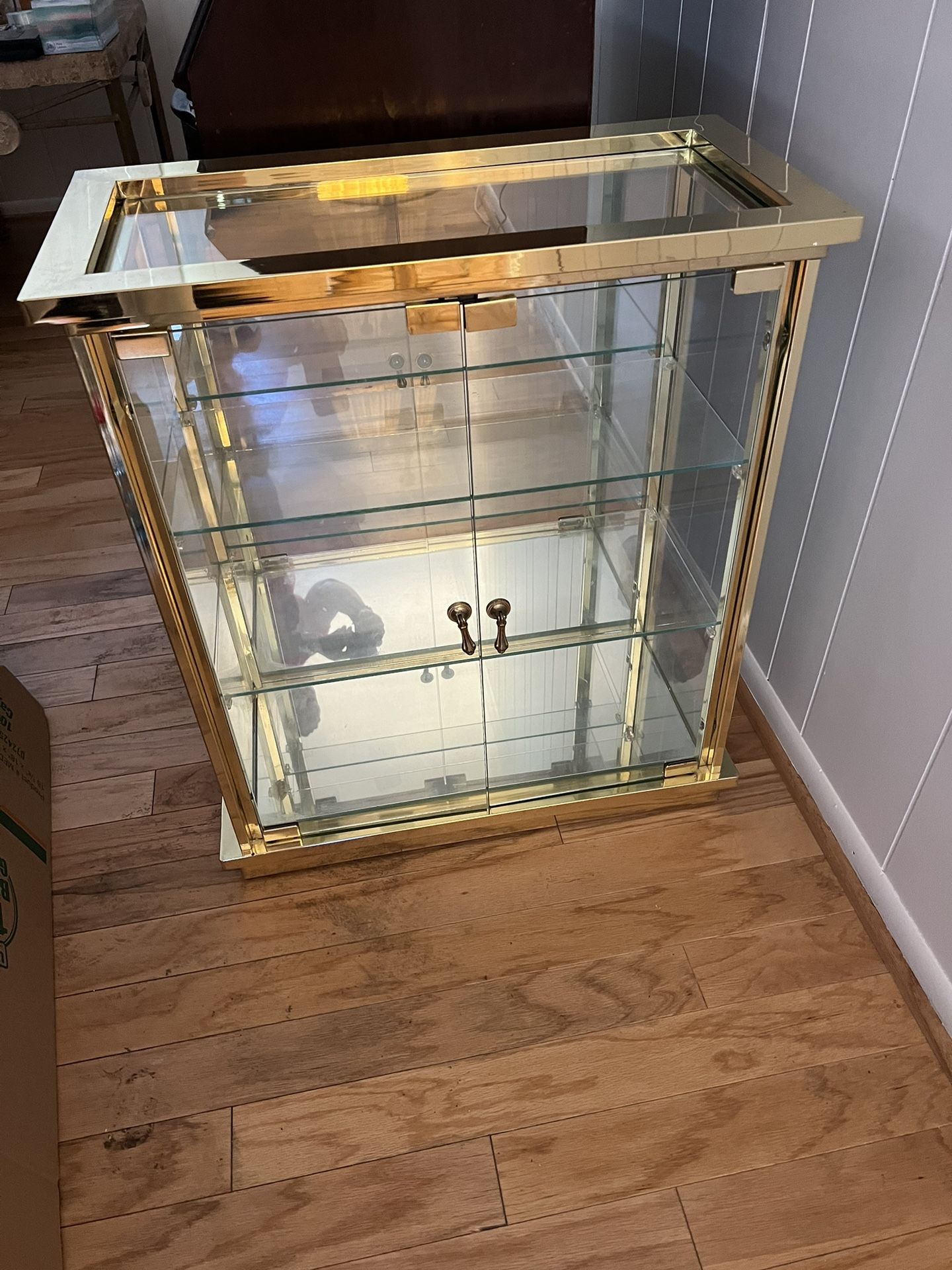 Brass and Glass Curio Display Cabinet