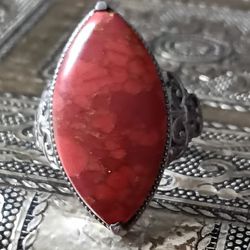 Mojave kingman orange turquoise ring size 8