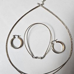 925 Silver And Gold 3 Piece Jewlery Set