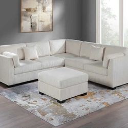 New 99x99 Corduroy Sectional Couch / Free Delivery 