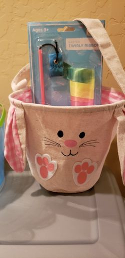 Fabric BURLAP Easter Bunny Basket