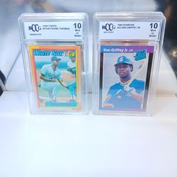 2 Authentic  Rookie Card Lot. Original Frank Thomas And Ken Griffey Jr Rookie Cards Mint Condition