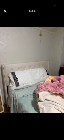 white bed frame for sale! comes with box spring!