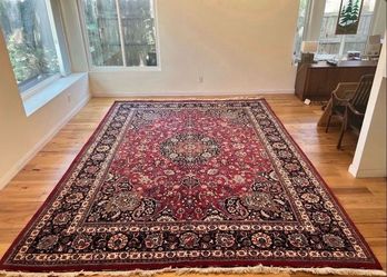 Vintage Hand-knotted Persian Mashad Wool Rug