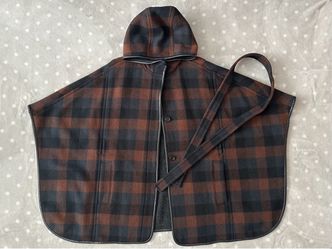 Coach Hooded Plaid Cape