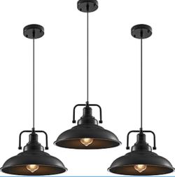 Black Pendant Light 12.5 inches 3 Packs, Farmhouse Pendant Light, Industrial Pendant Lighting, Kitchen Pendant Lights, Pendant Lights Kitchen Island f