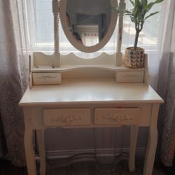 Vanity With Mirror And Free Chair 