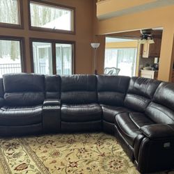 Brown Power Leather Sectional