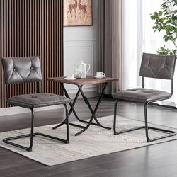 Dining Chairs Set of 2, Mid Century Vintage Dining Chair with Metal Chrome Legs,Dining Chairs with Upholstered Back for Kitchen Table Room,Dining Room