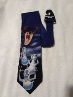 Vintage Looney tunes Halloween taz & ghosts silk handmade necktie