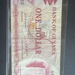 One Dollar banknote from the Bank of Guyana