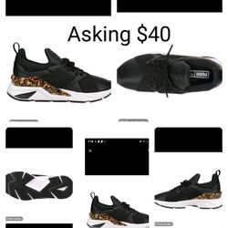 new in box Puma Womens Muse x5 Leopard Lace Up Sneakers Shoes- Black. 